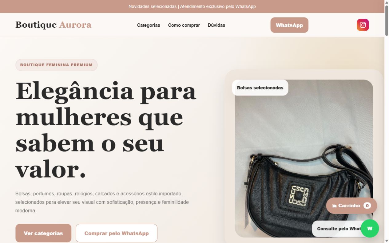 Prévia real da Boutique Aurora