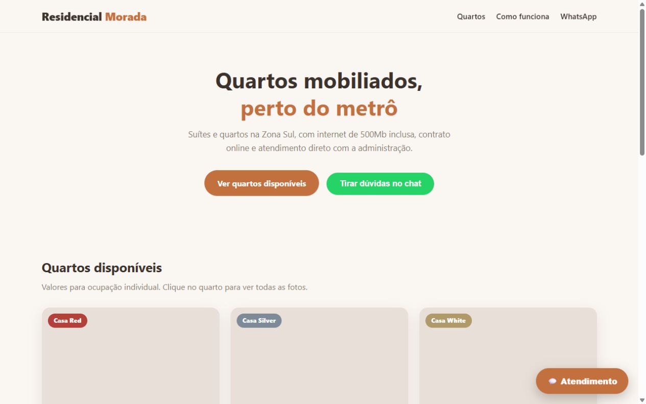 Captura real do site Residencial Morada